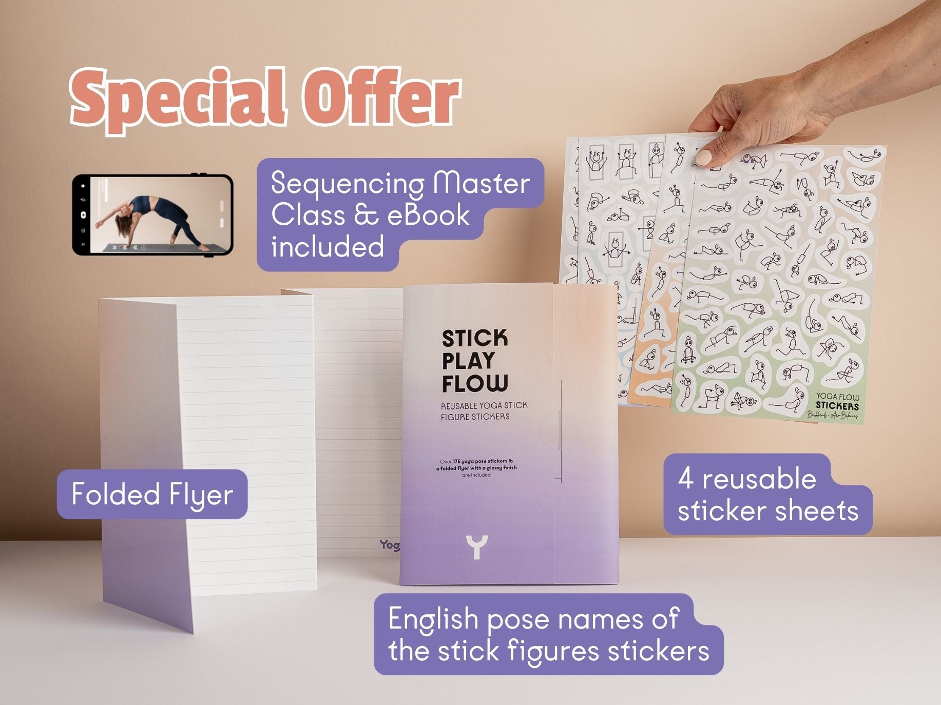 StickPlayFlow Reusable Yoga Stick Figure Stickers